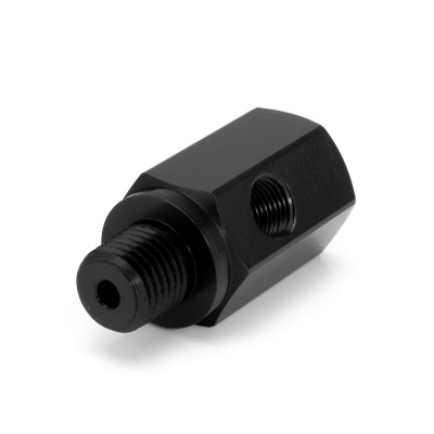 HEL Aluminium 1/4" NPT Male to 1/4" NPT Female Straight Oil Pressure Adapter with 1/8" NPT Sensor Port (Short Version)