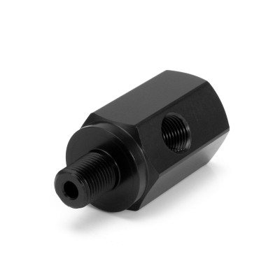 HEL Aluminium 1/8" NPT Male to 1/8" NPT Female Straight Oil Pressure Adapter with 1/8" NPT Sensor Port (Short Version)